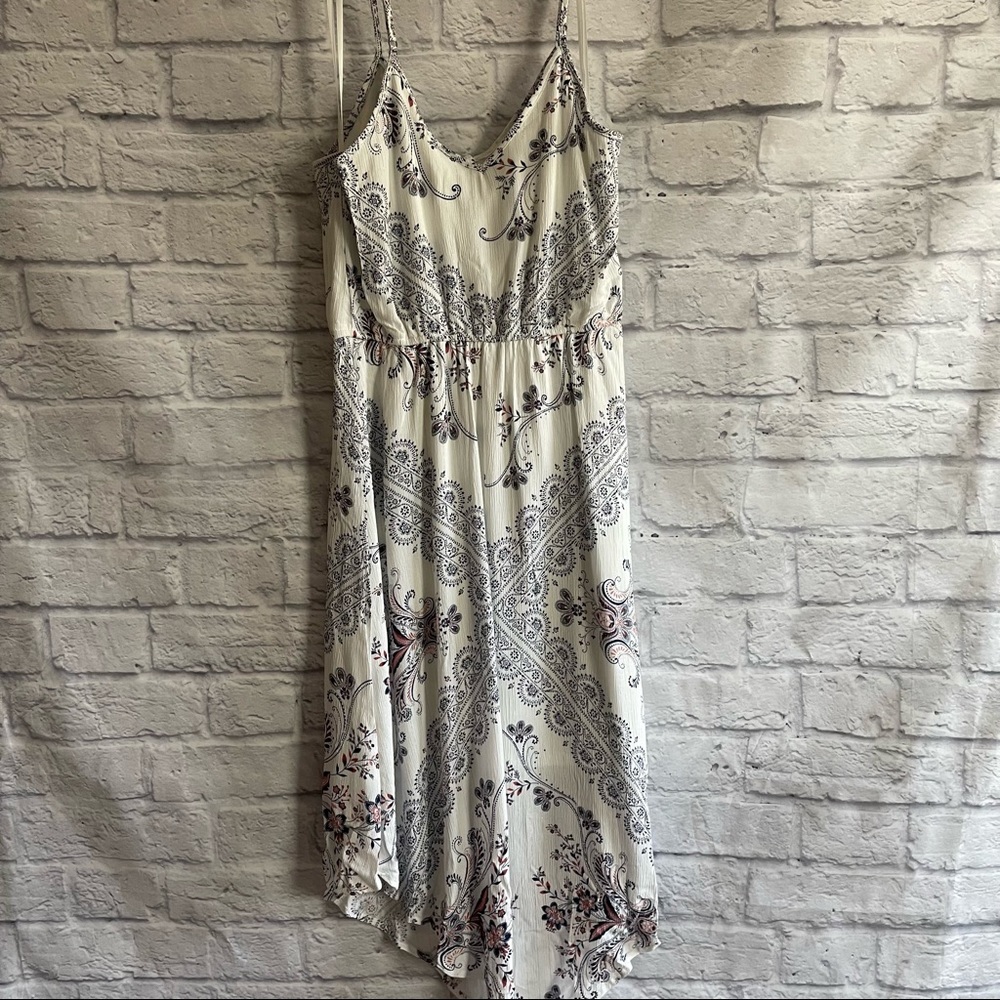 NEW WITH TAGS KNOX ROSE WOMENS WHITE BLUE PATTERN DRESS TIE WAIST MEDIUM M - Picture 4 of 6